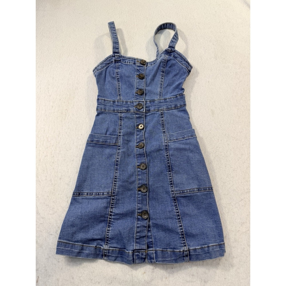Aeropostale Denim Tank Dress Size XS Button Front Overall‎ Jumper Jean